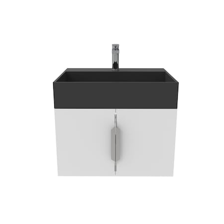 Castello Usa Amazon 24-inch White Vanity Set with Black Top and Brushed Nickel Handles CB-MC-24W-BN-2056-BL
